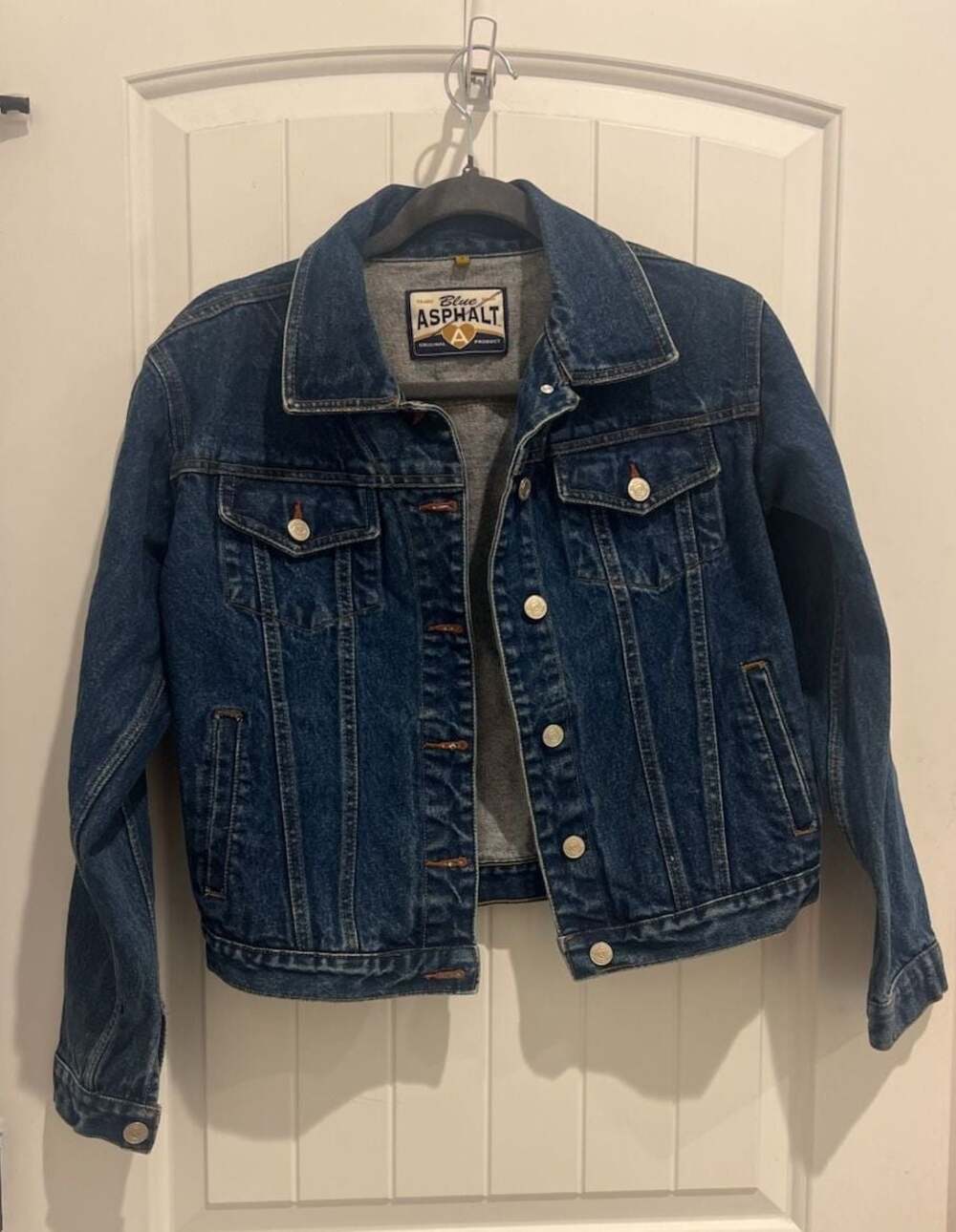 Blue Asphalt Dark Wash Denim Trucker Jacket Size S